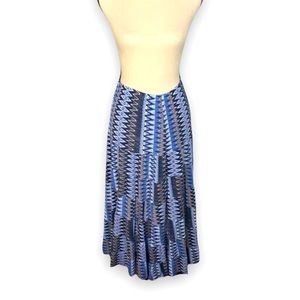 Multiples Blue Aztec Print Long Skirt Size PS